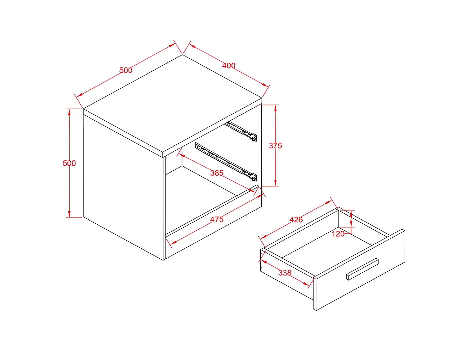 Set van 2 nachtkastjes met 2 lades - Wit en naturel - SKAIDO