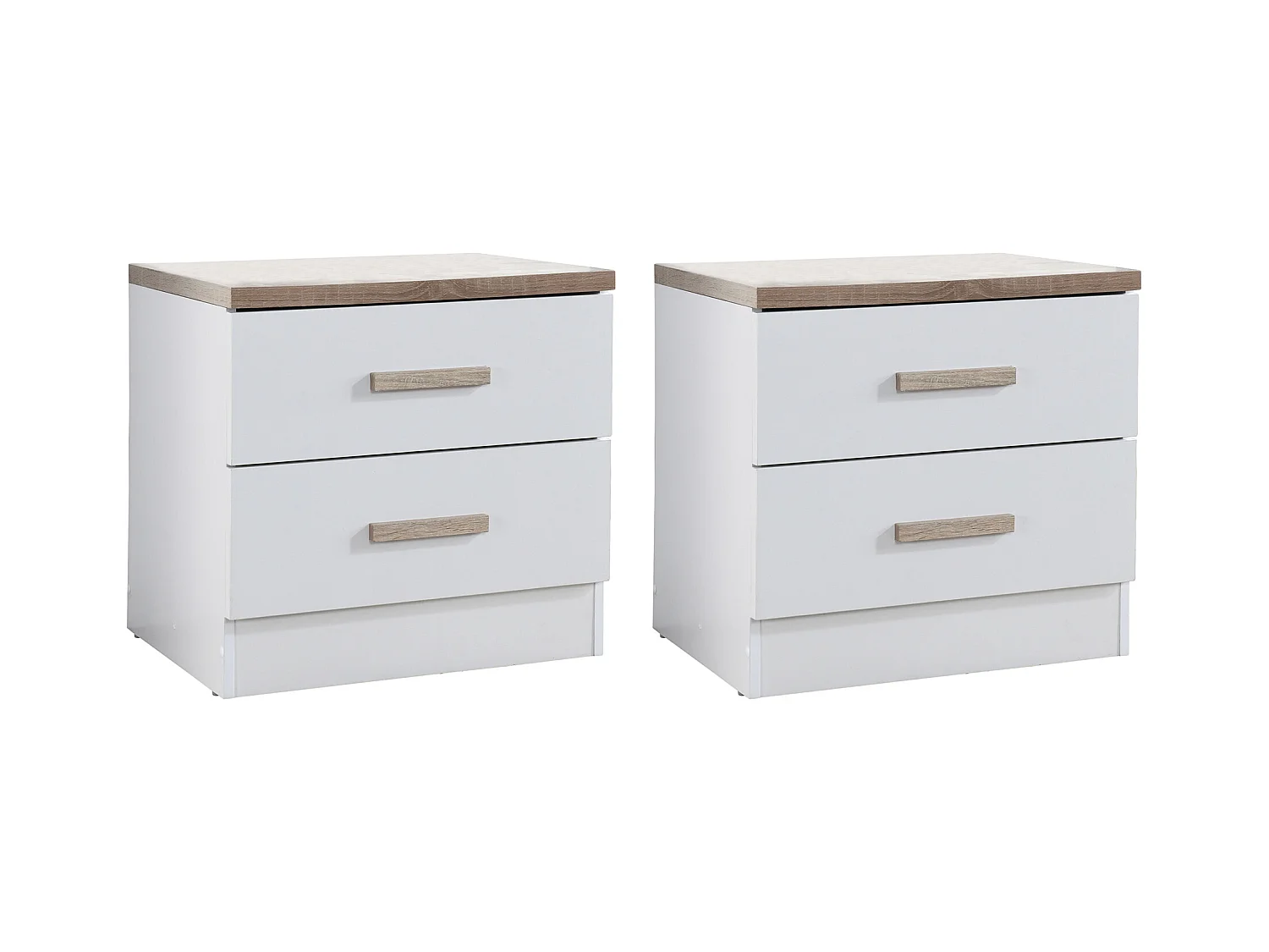 Set van 2 nachtkastjes met 2 lades - Wit en naturel - SKAIDO