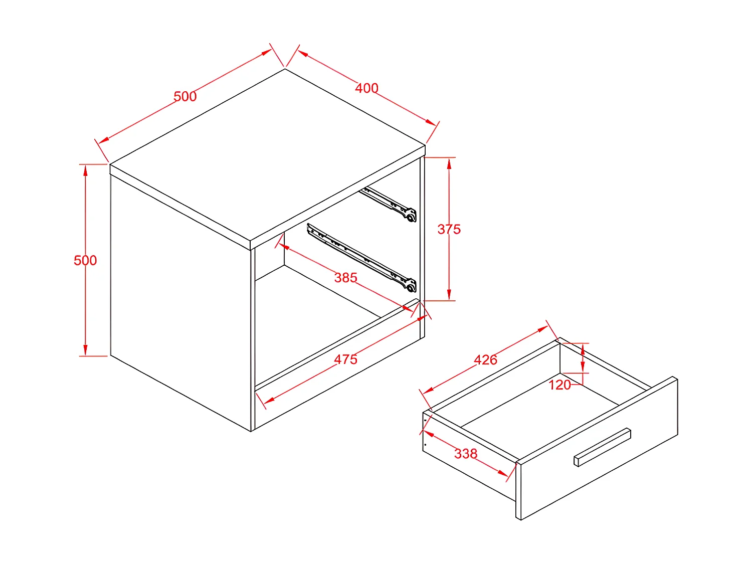 Lot de 2 tables de chevet avec 2 tiroirs - Blanc et naturel - SKAIDO