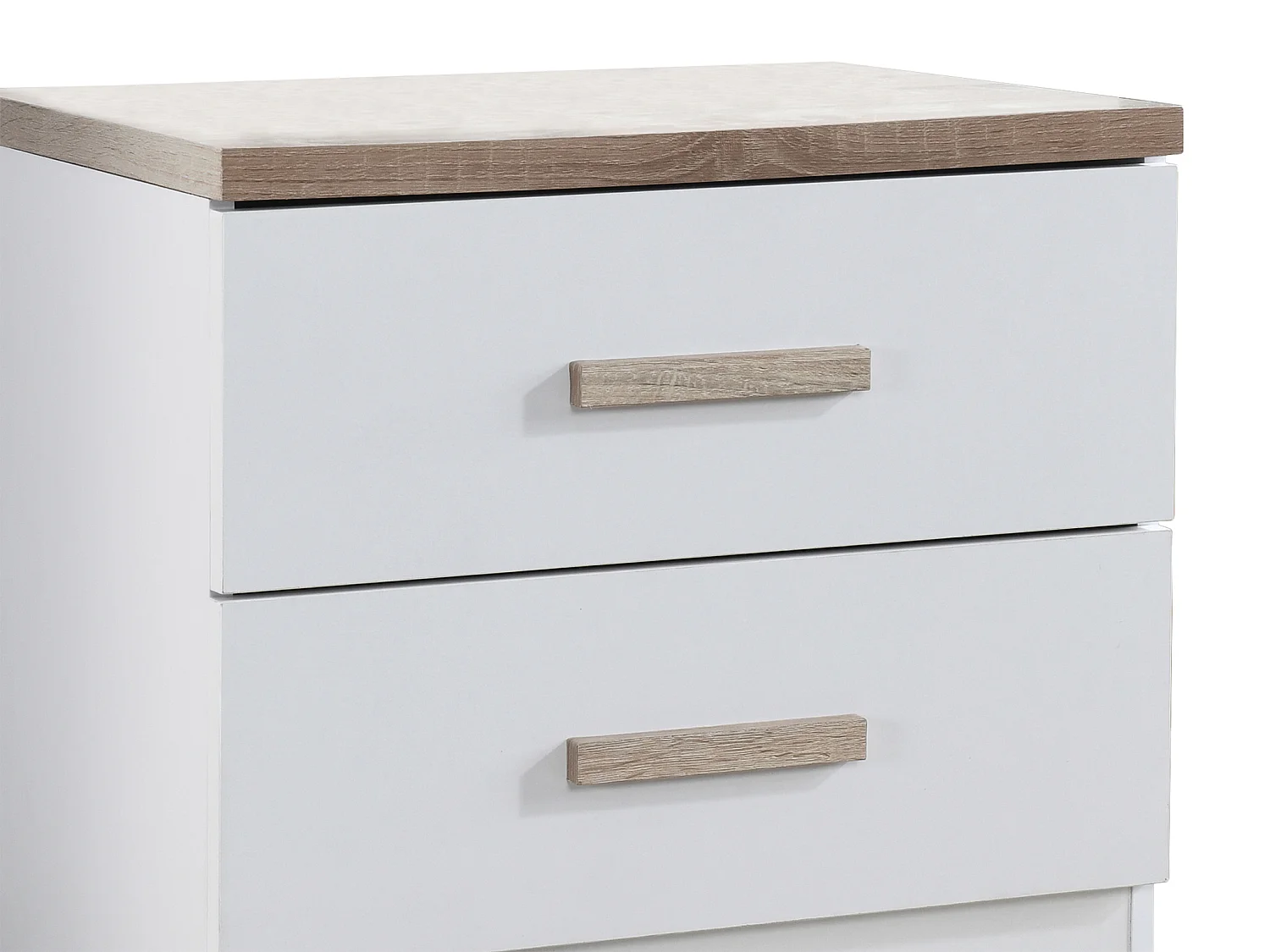 Lot de 2 tables de chevet avec 2 tiroirs - Blanc et naturel - SKAIDO