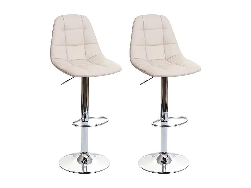 Tabouret de bar MCW-A67 (lot de 2),  crème-beige, similicuir