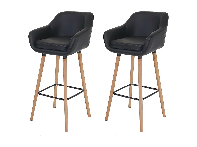 Barkruk Vaasa T381 (set van 2),  kunstleer, zwart