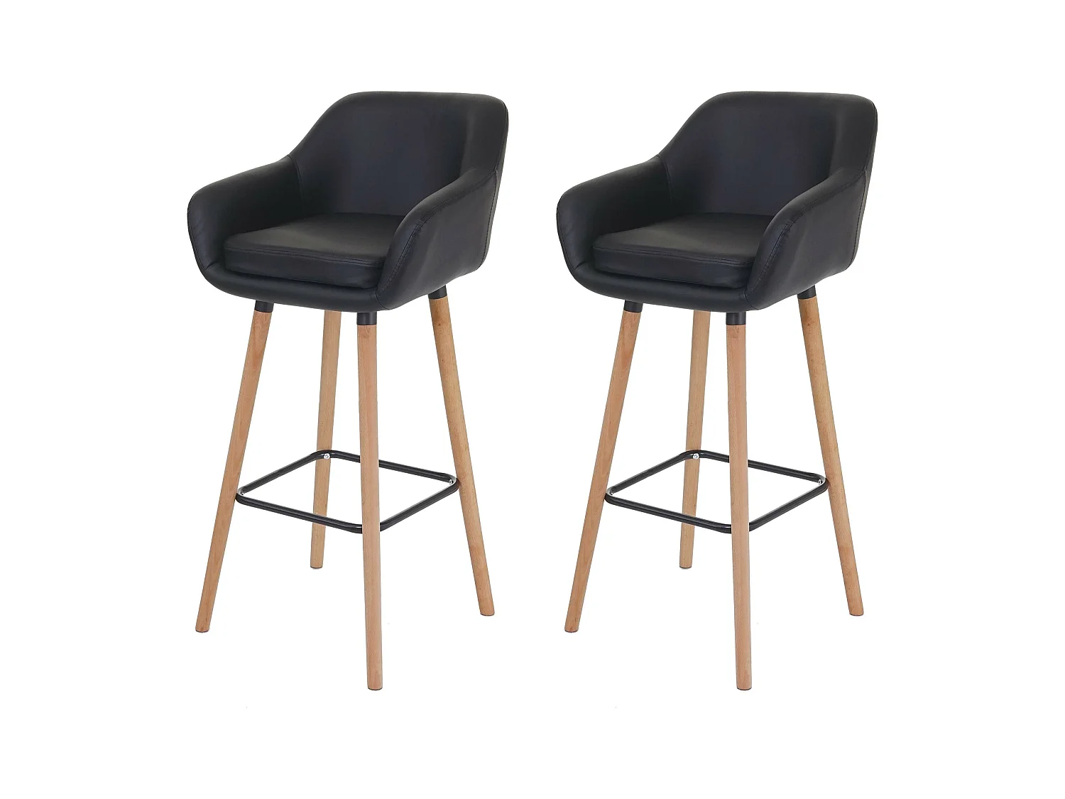 Tabouret de bar Vaasa T381 (lot de 2),  similicuir, noir