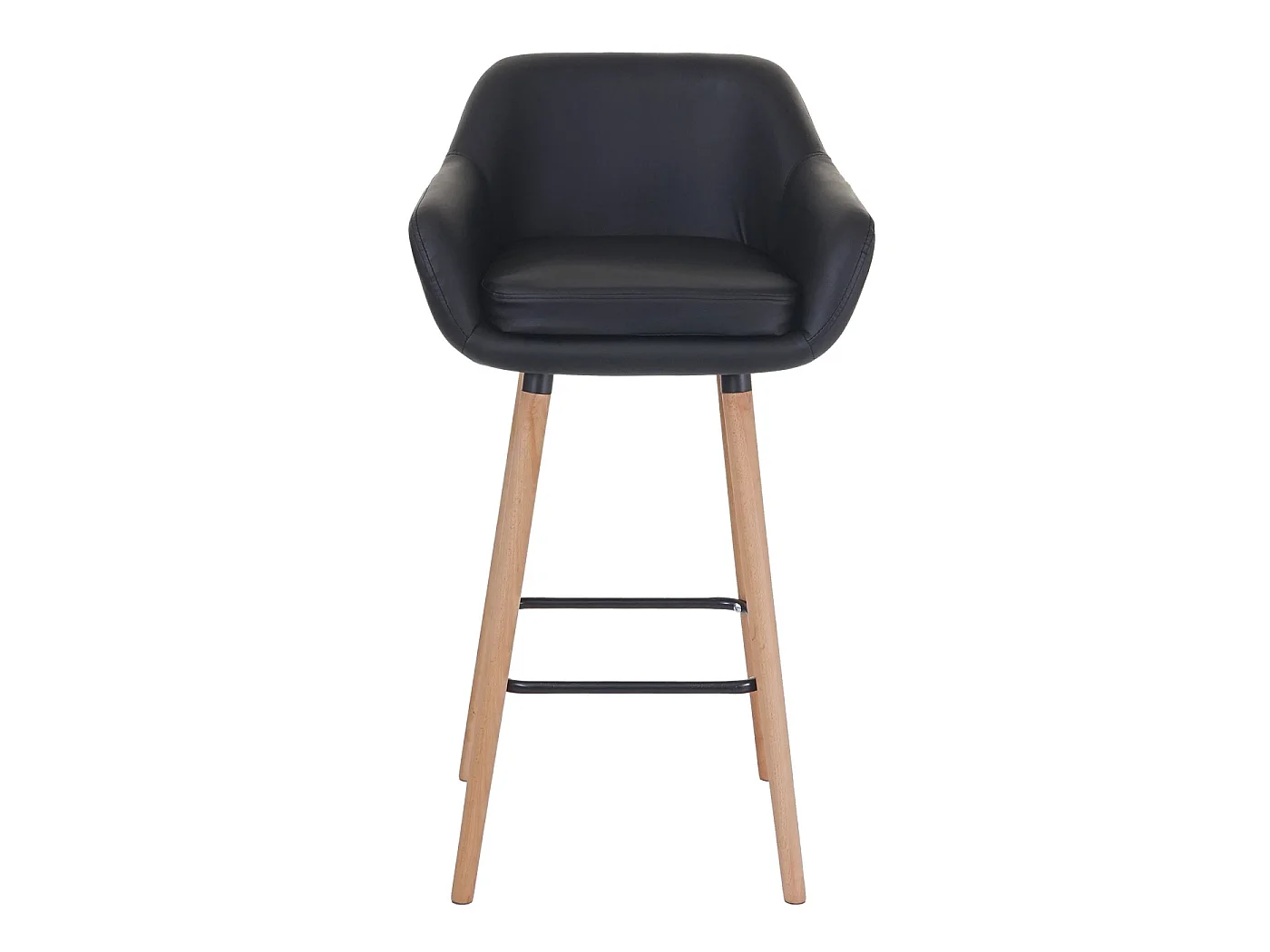 Banco de bar Vaasa T381 (conjunto de 2),  imitação de pele, preto