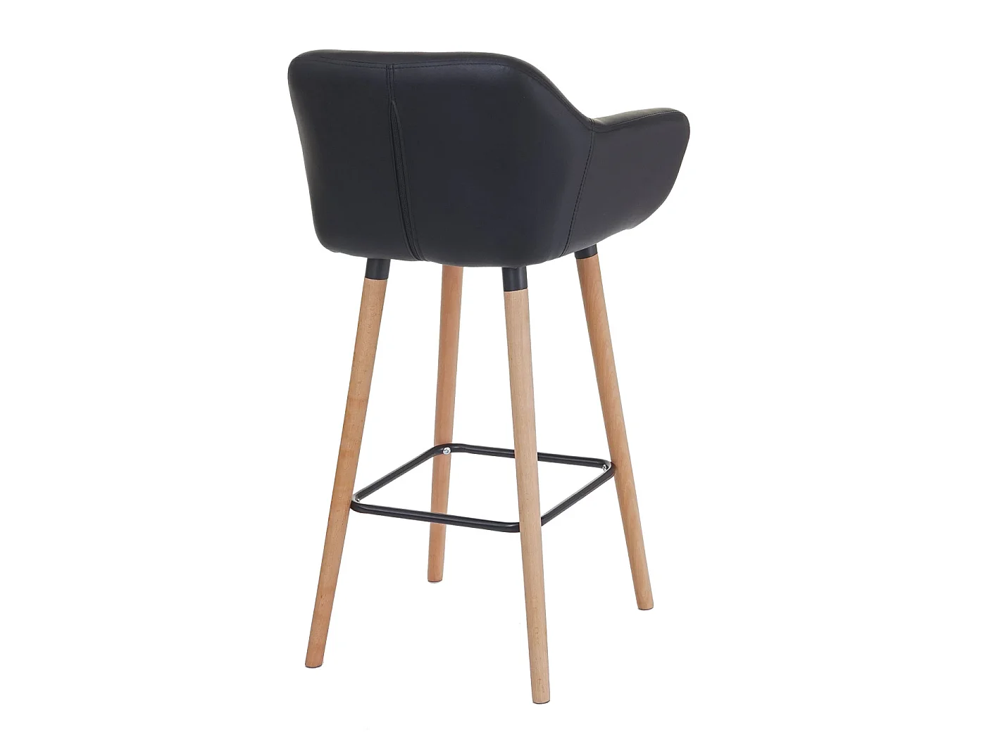 Banco de bar Vaasa T381 (conjunto de 2),  imitação de pele, preto