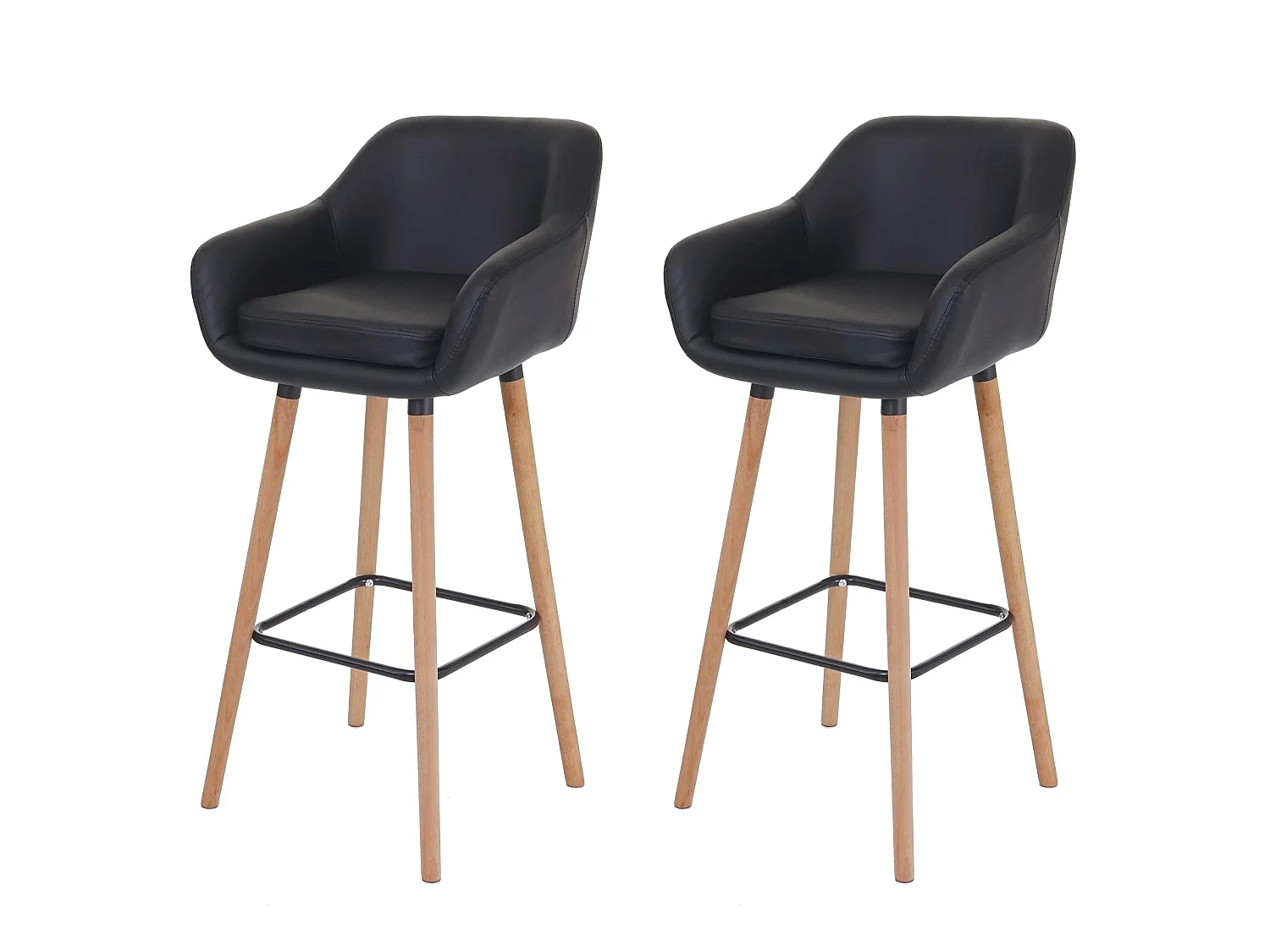 Tabouret de bar Vaasa T381 (lot de 2),  similicuir, noir