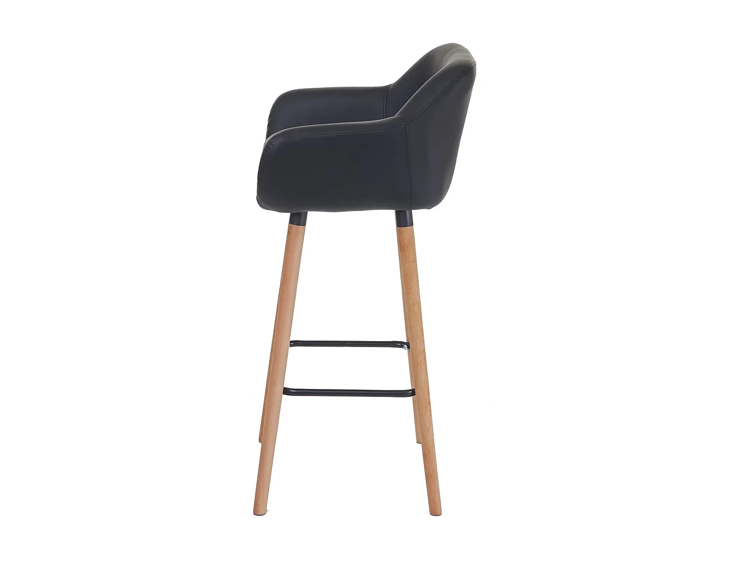 Tabouret de bar Vaasa T381 (lot de 2),  similicuir, noir