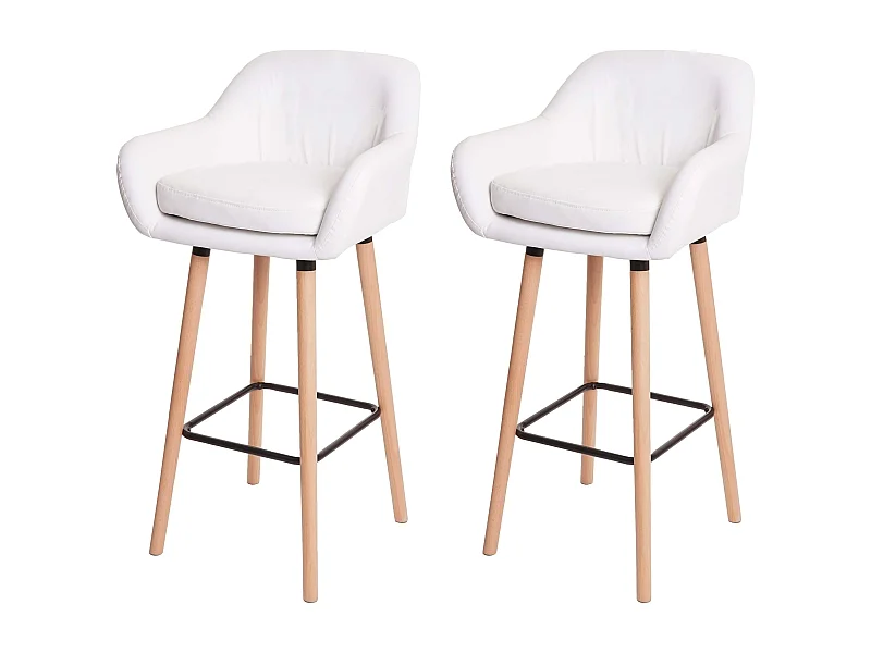 Tabouret de bar Vaasa T381 (lot de 2),  simili cuir, blanc