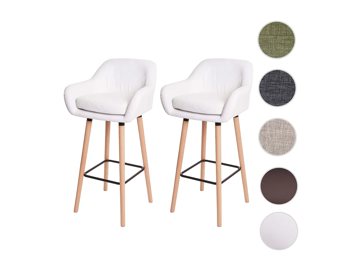 Barkruk Vaasa T381 (set van 2),  kunstleer, wit