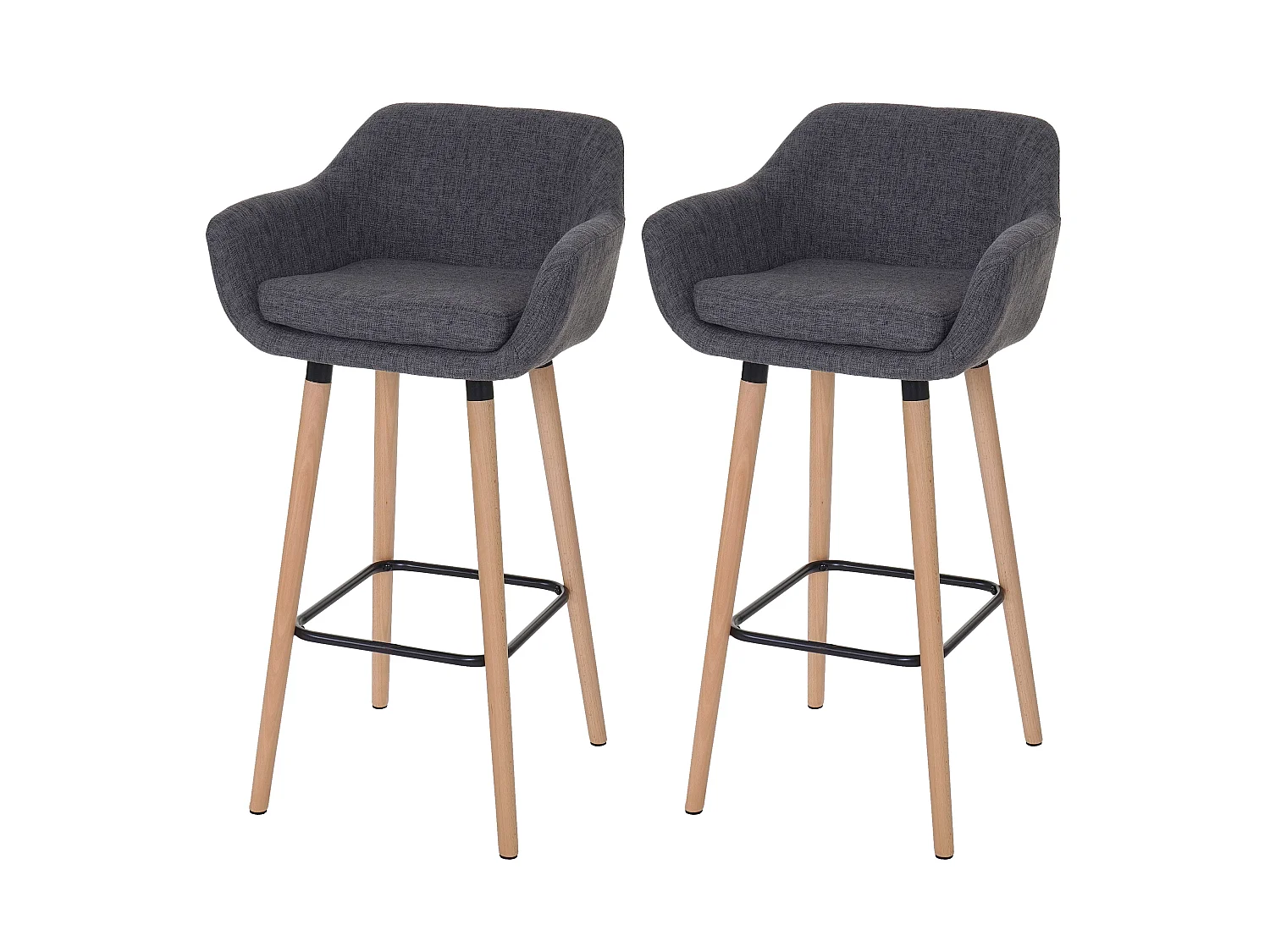 Tabouret de bar Vaasa T381 (lot de 2),  tissu, gris