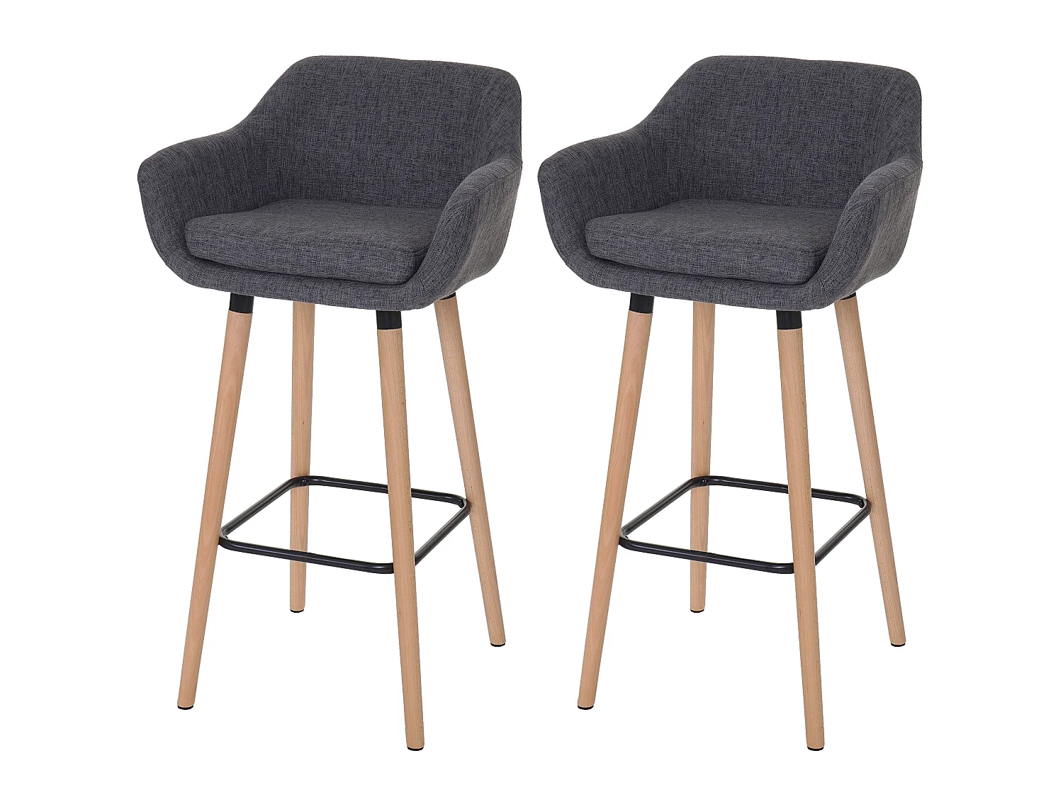 Banco de bar Vaasa T381 (conjunto de 2),  têxtil, cinzento