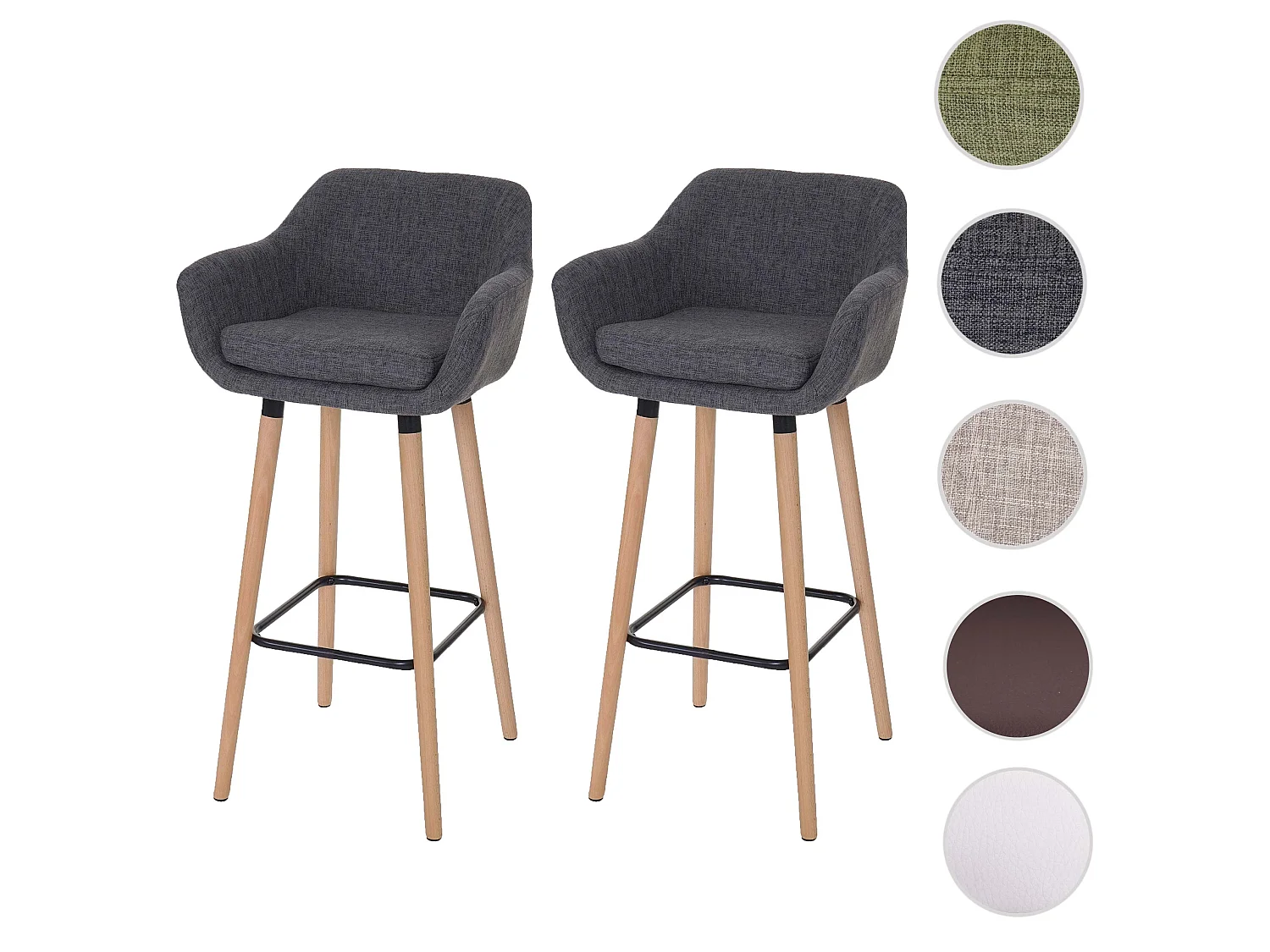 Tabouret de bar Vaasa T381 (lot de 2),  tissu, gris
