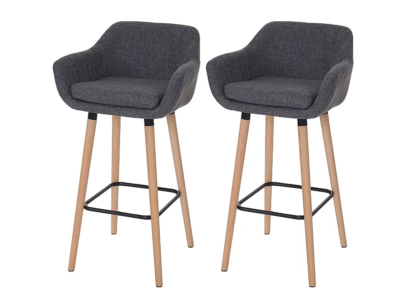 Banco de bar Vaasa T381 (conjunto de 2),  têxtil, cinzento