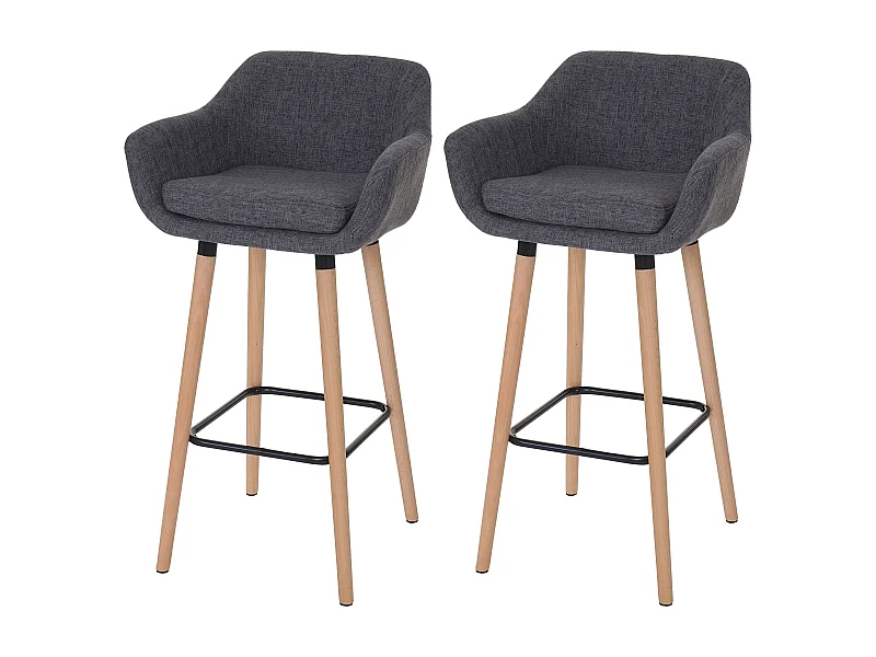 Banco de bar Vaasa T381 (conjunto de 2),  têxtil, cinzento