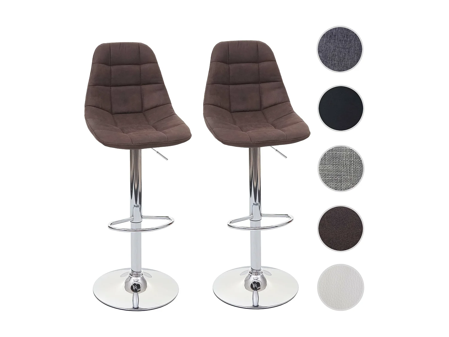 Tabouret de bar MCW-A67 (lot de 2),  vintage brun foncé, textile