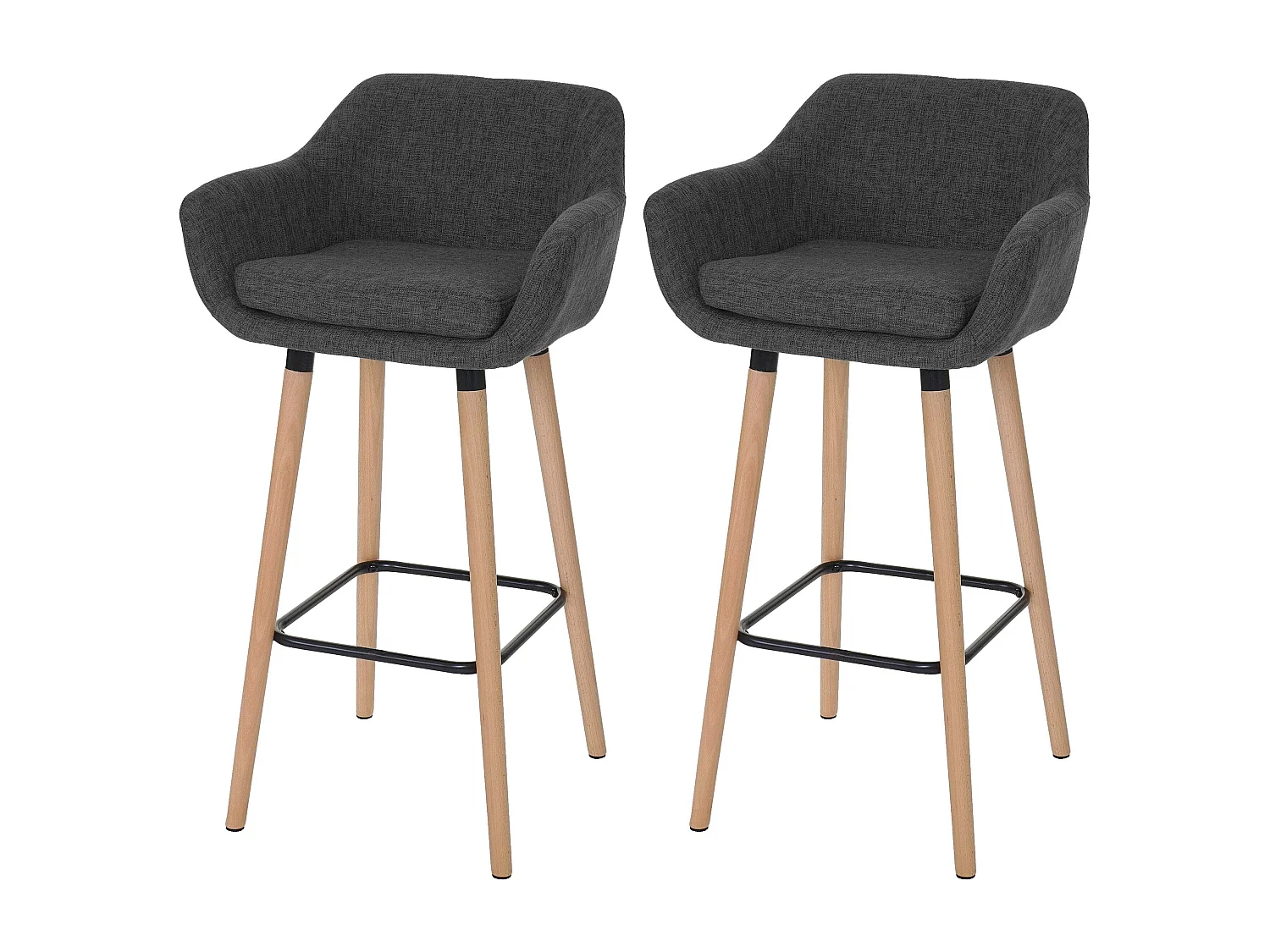 Barhocker Vaasa T381 (2er-Set), Textil, dunkelgrau