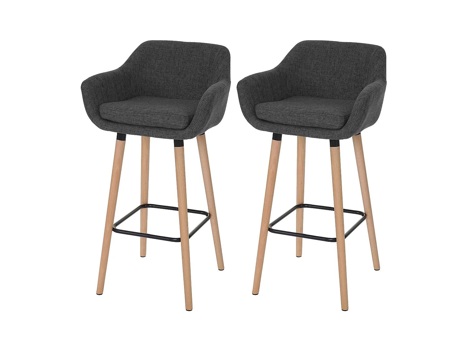Tabouret de bar Vaasa T381 (lot de 2),  tissu, gris foncé