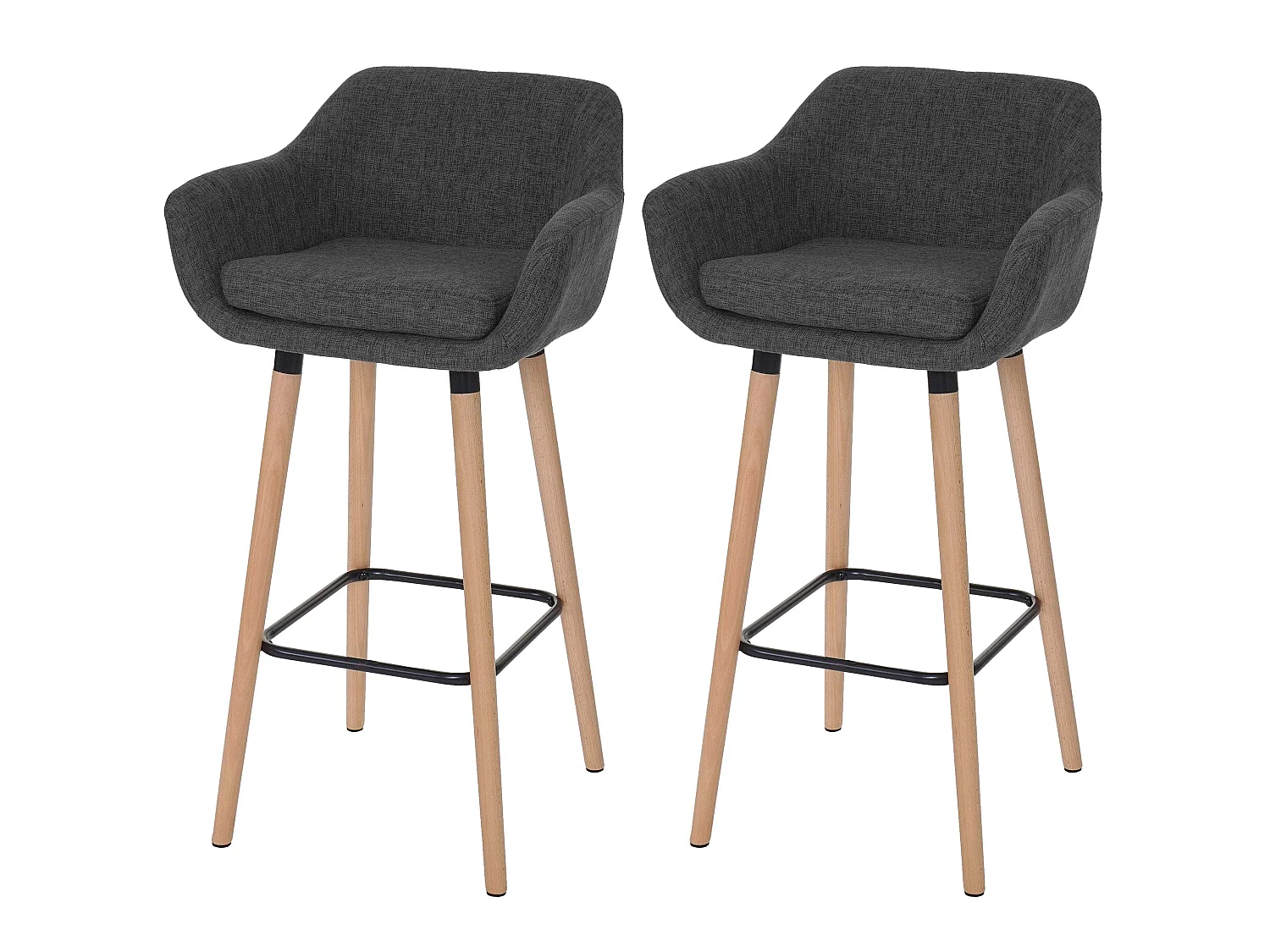 Stołek barowy Vaasa T381 (zestaw 2 szt.),  tekstylny, ciemnoszary