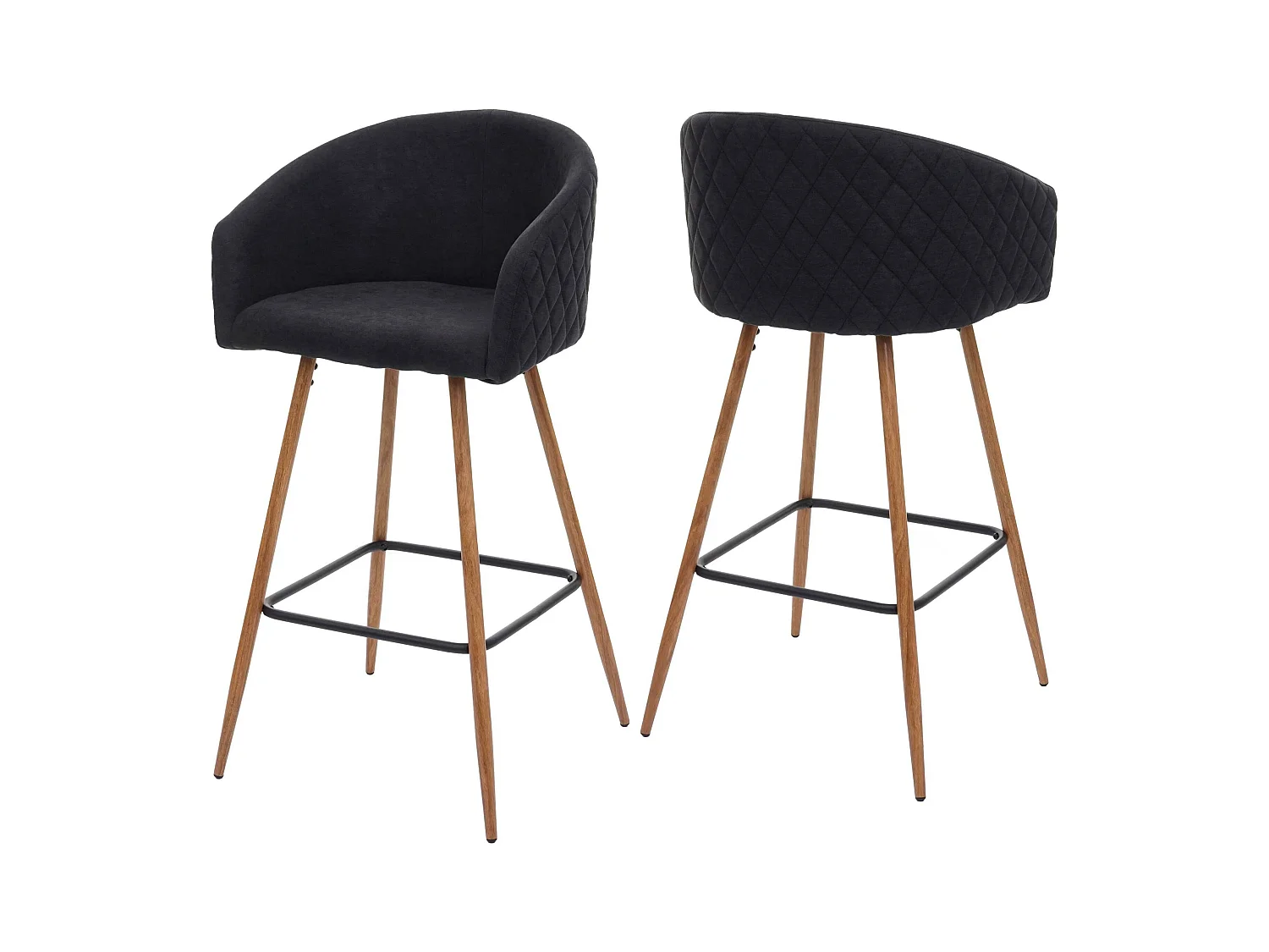 Banco de bar MCW-D72 (conjunto de 2),  tecido/têxtil, cinzento antracite