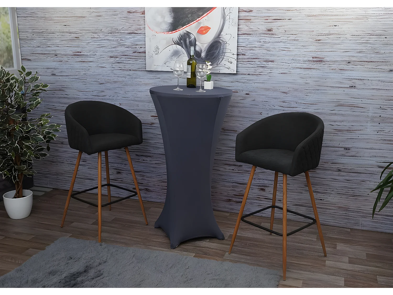 Stołek barowy MCW-D72 (zestaw 2 szt.),  tkanina/tekstylia, antracyt/szary