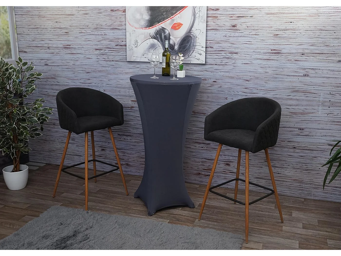 Stołek barowy MCW-D72 (zestaw 2 szt.),  tkanina/tekstylia, antracyt/szary