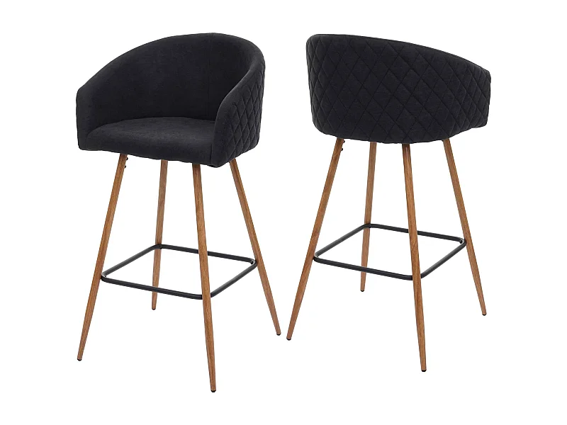 Tabouret de bar MCW-D72 (lot de 2),  gris anthracite