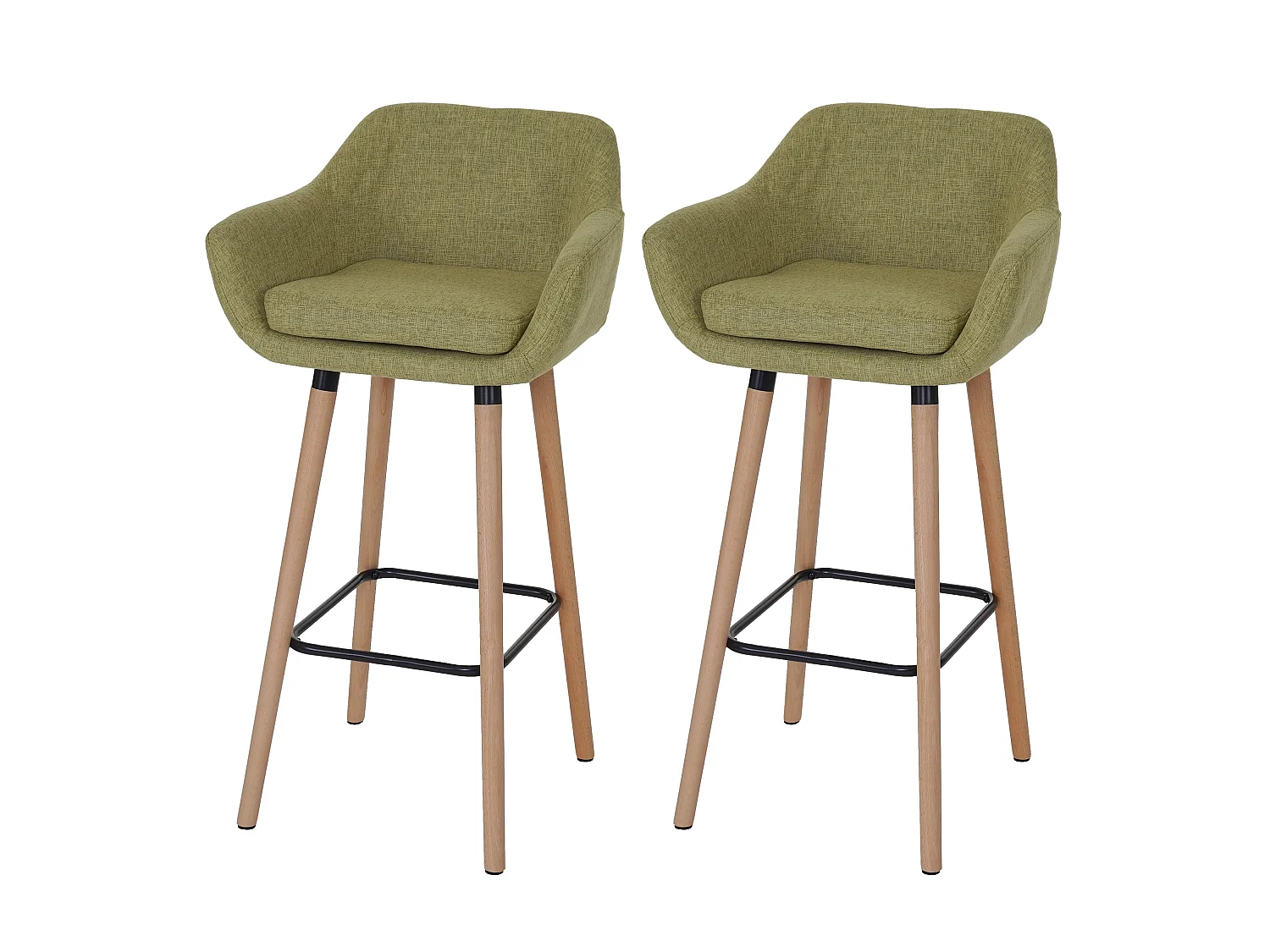 Tabouret de bar Vaasa T381 (lot de 2),  tissu, vert clair