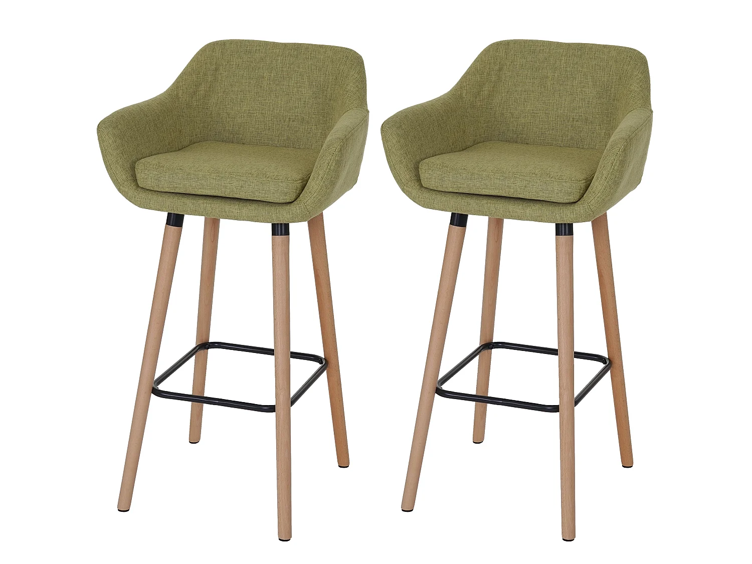 Tabouret de bar Vaasa T381 (lot de 2),  tissu, vert clair