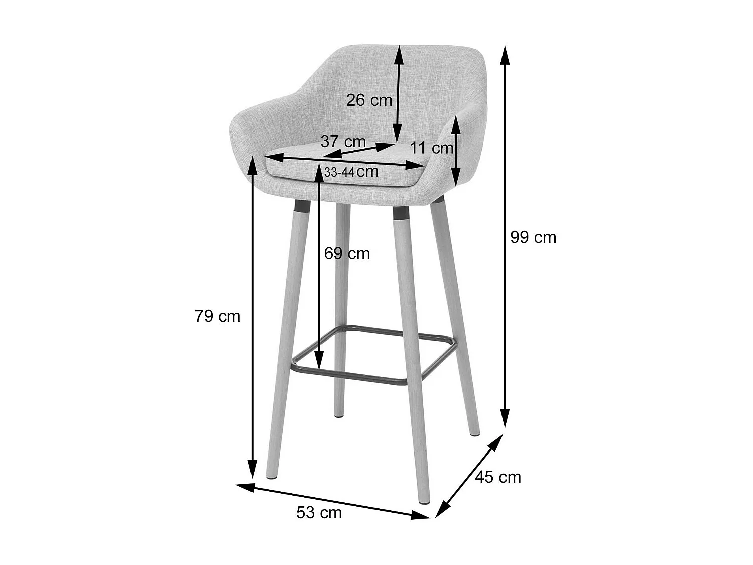Tabouret de bar Vaasa T381 (lot de 2),  tissu, vert clair