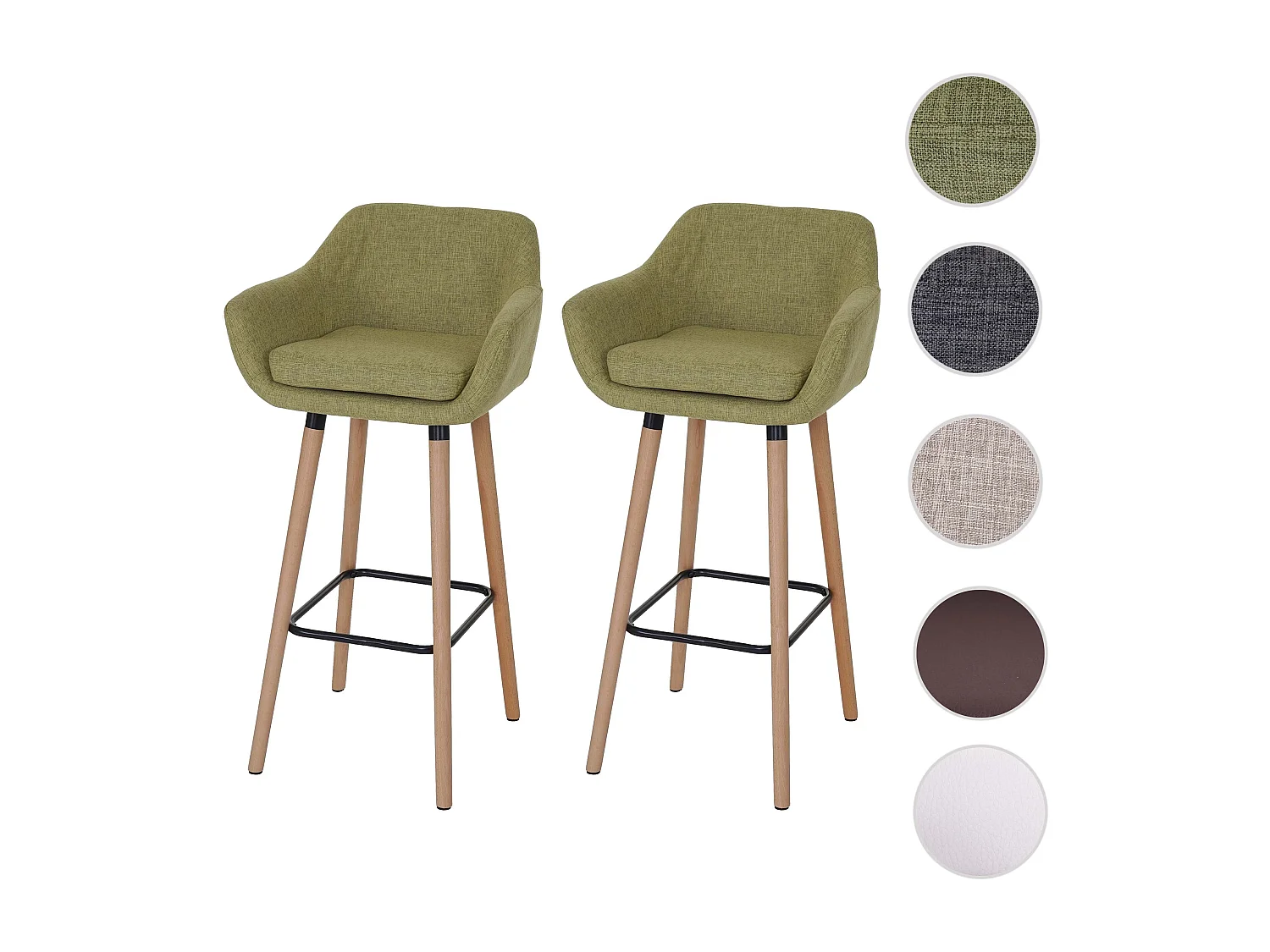 Tabouret de bar Vaasa T381 (lot de 2),  tissu, vert clair