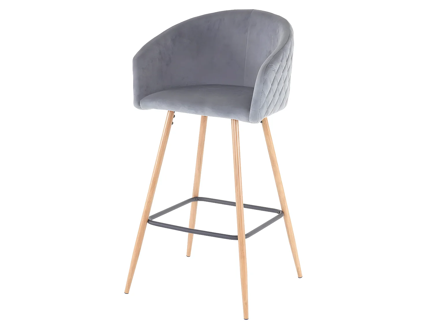 Tabouret de bar MCW-D72 (lot de 2),  velours, gris