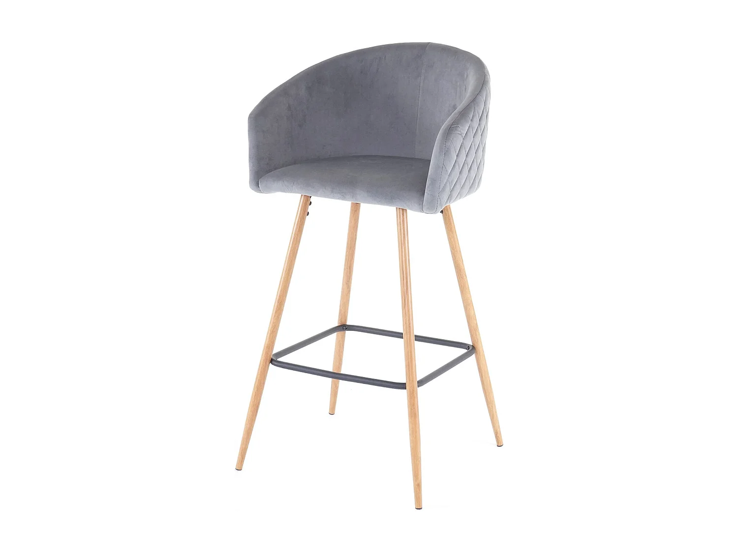 Coppia sgabelli eleganti con poggiapiedi MCW-D72 metallo ~ velluto grigio