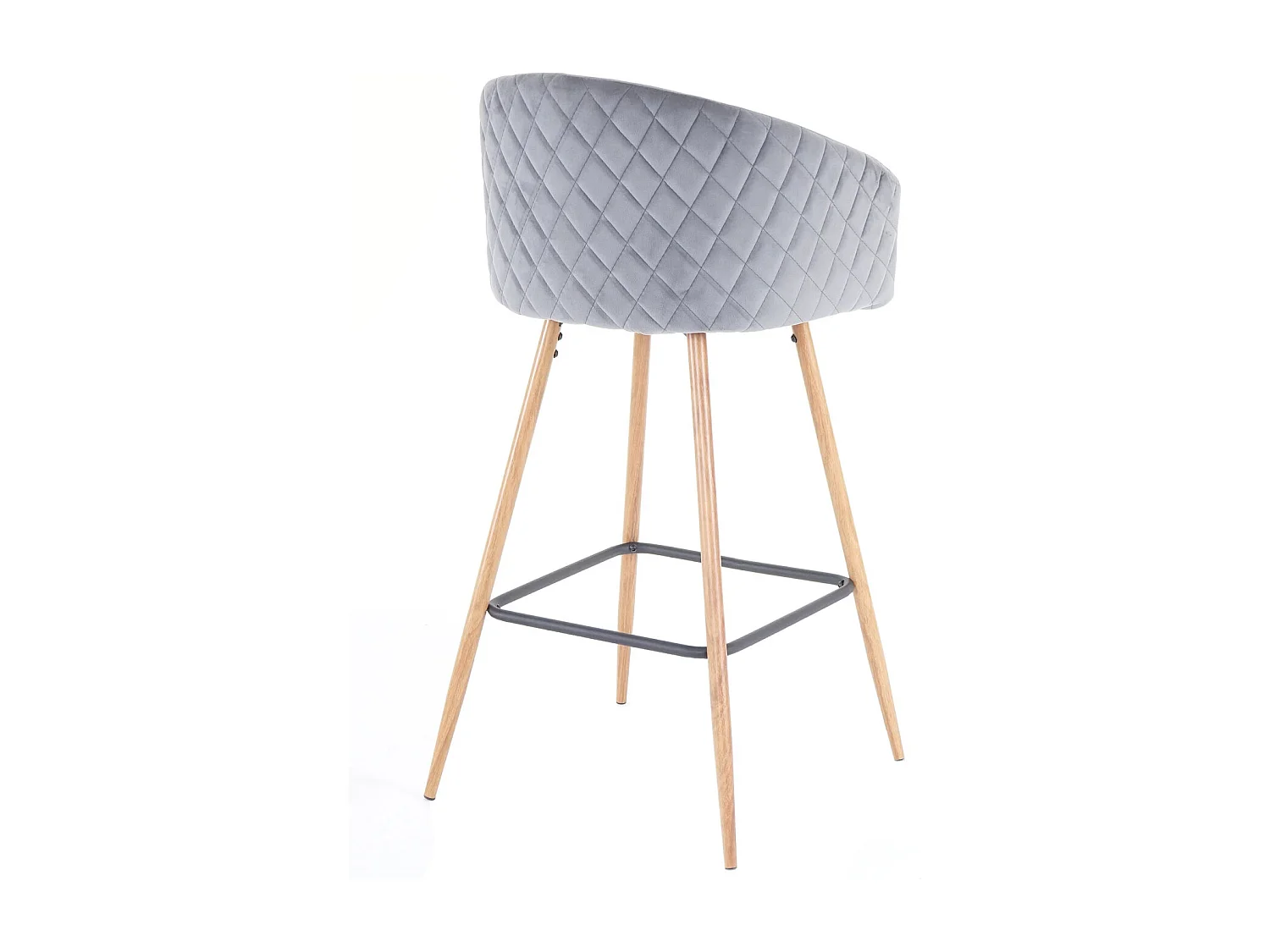 Coppia sgabelli eleganti con poggiapiedi MCW-D72 metallo ~ velluto grigio