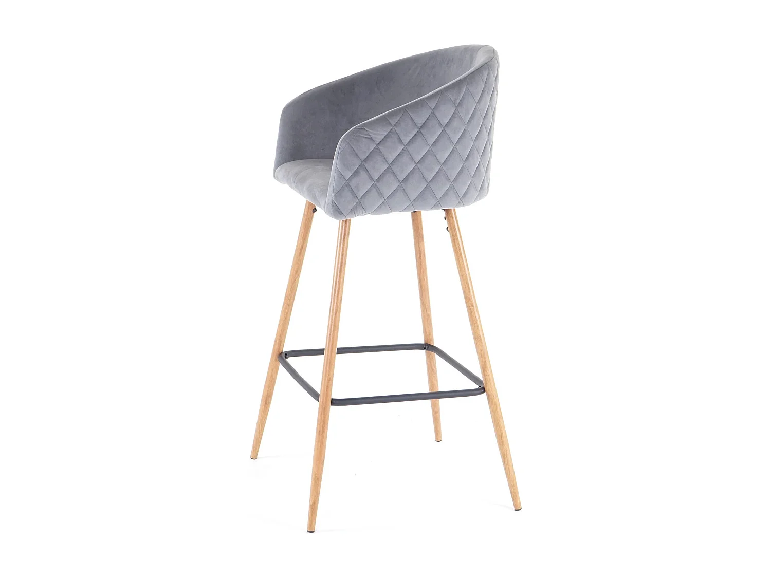 Coppia sgabelli eleganti con poggiapiedi MCW-D72 metallo ~ velluto grigio