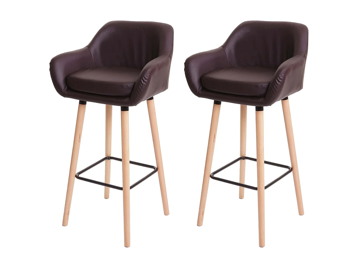 Tabouret de bar Vaasa T381 (lot de 2),  simili cuir, marron