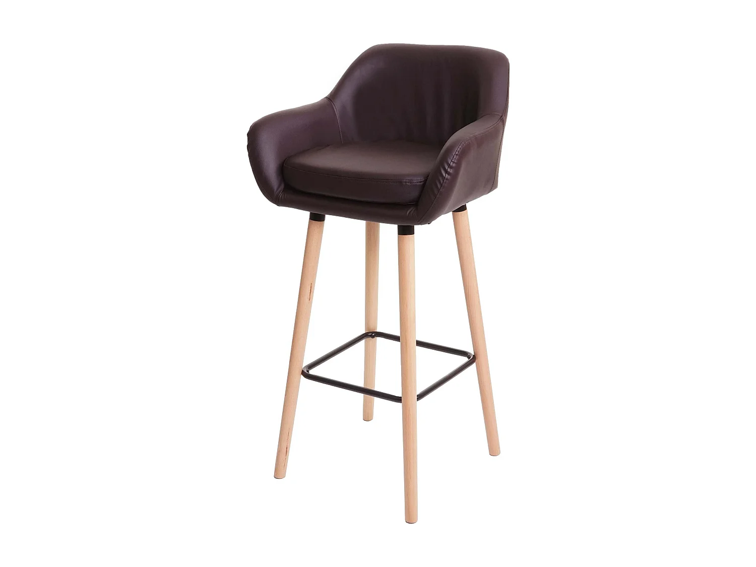 Tabouret de bar Vaasa T381 (lot de 2),  simili cuir, marron