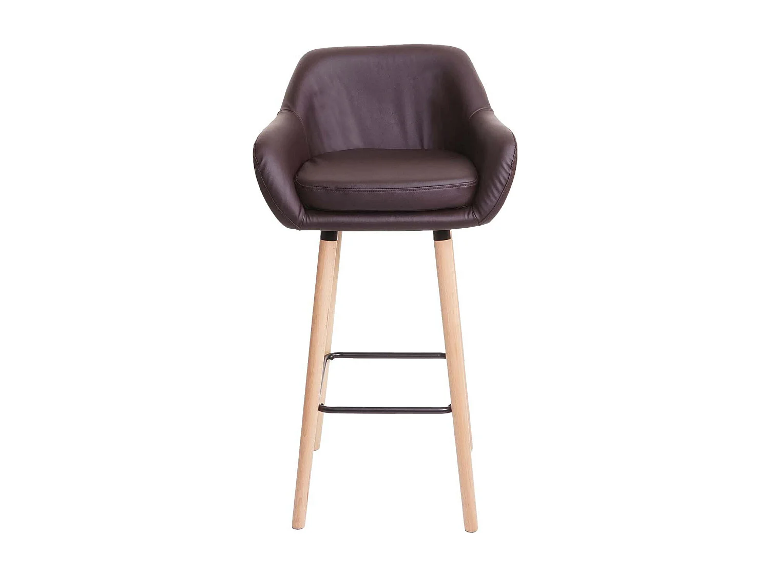 Tabouret de bar Vaasa T381 (lot de 2),  simili cuir, marron