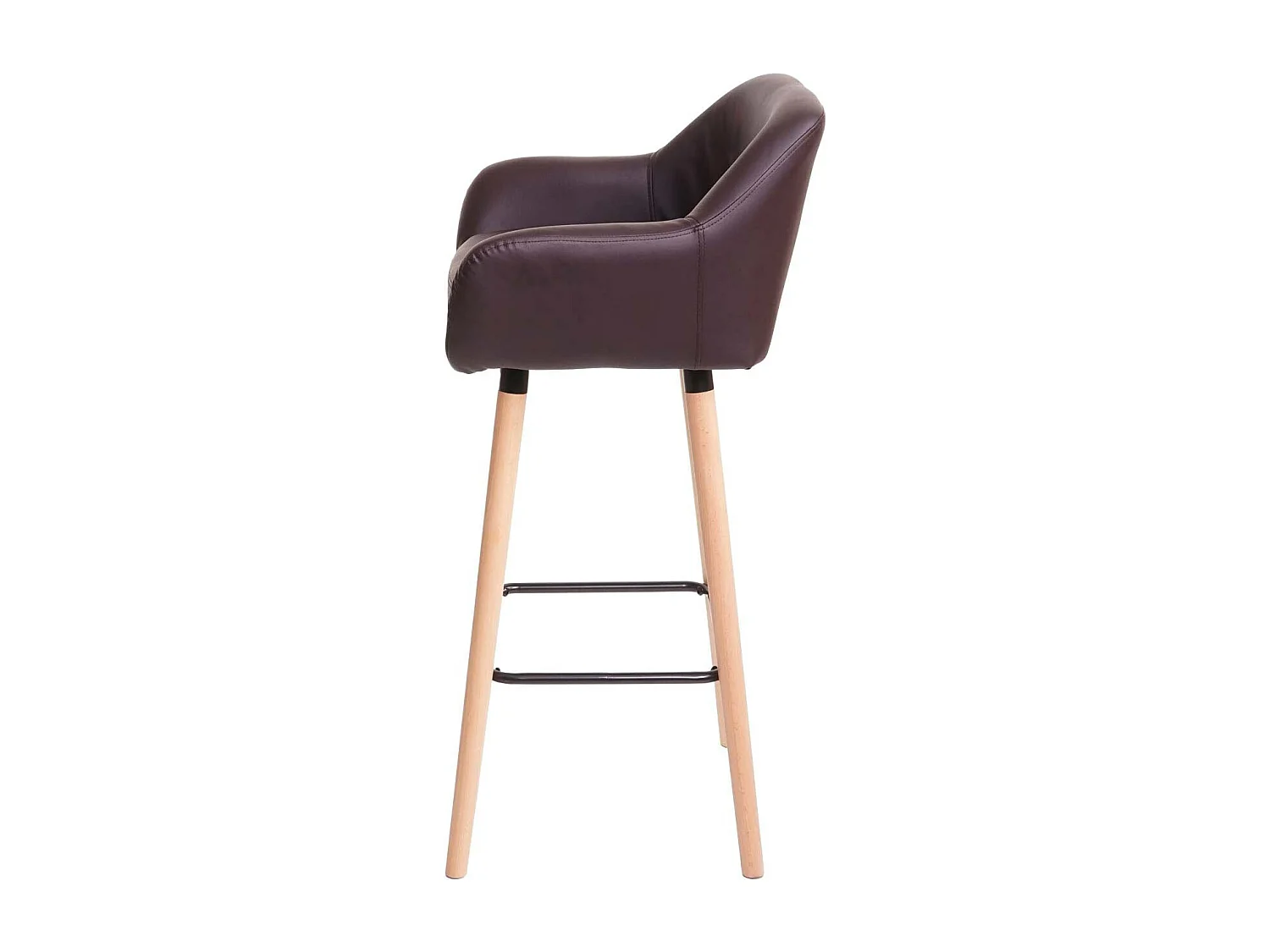 Tabouret de bar Vaasa T381 (lot de 2),  simili cuir, marron