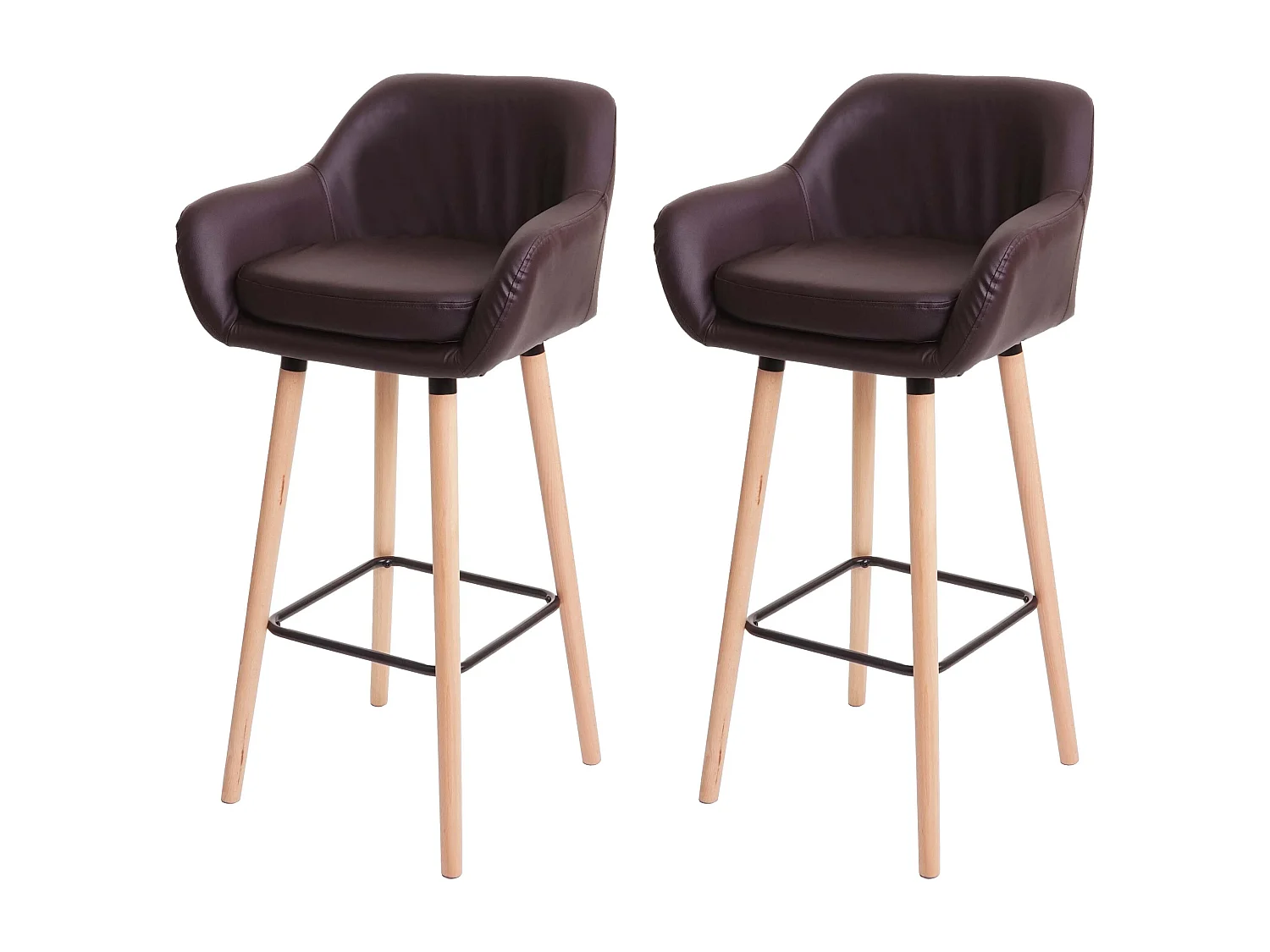 Tabouret de bar Vaasa T381 (lot de 2),  simili cuir, marron