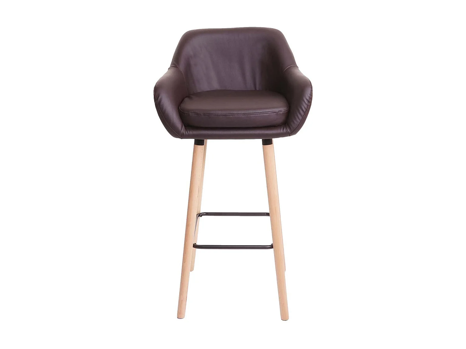 Tabouret de bar Vaasa T381 (lot de 2),  simili cuir, marron