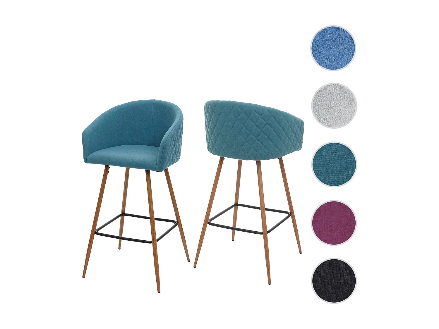 MCW-D72 barkruk (set van 2),  stof/textiel, turquoise