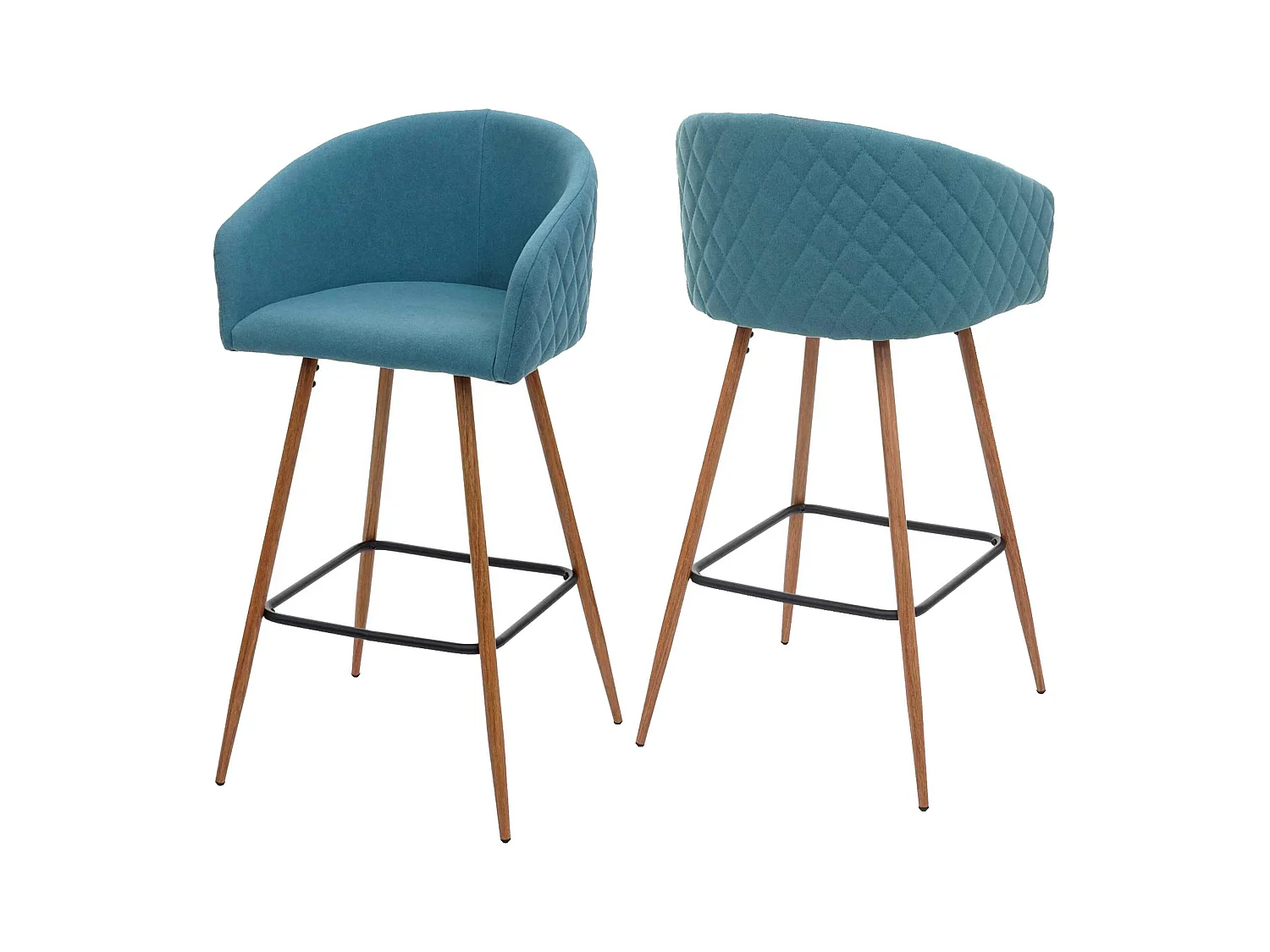 Banco de bar MCW-D72 (conjunto de 2),  tecido/têxtil, turquesa
