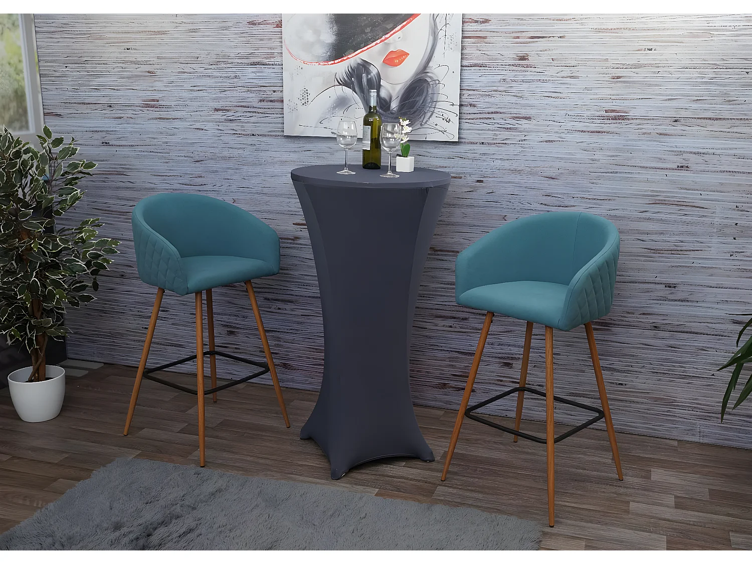 Tabouret de bar MCW-D72 (lot de 2),  turquoise