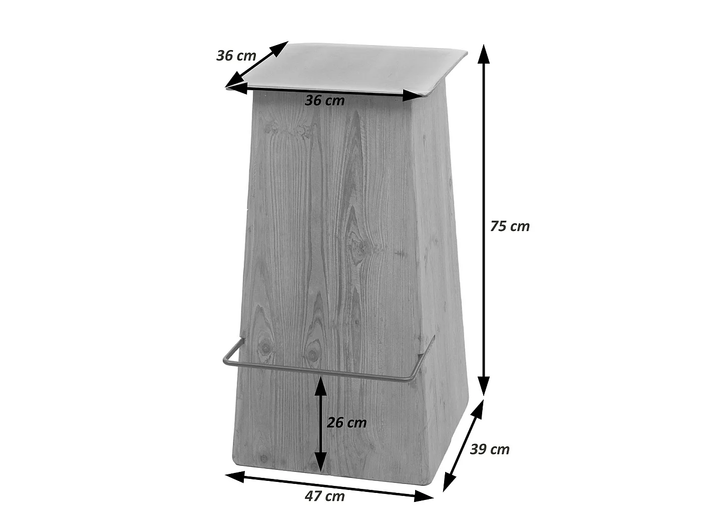 Barhocker MCW-L76, Barstuhl Tresenhocker, Industrial Massiv-Holz MVG-zertifiziert, natur mit Metall-Optik