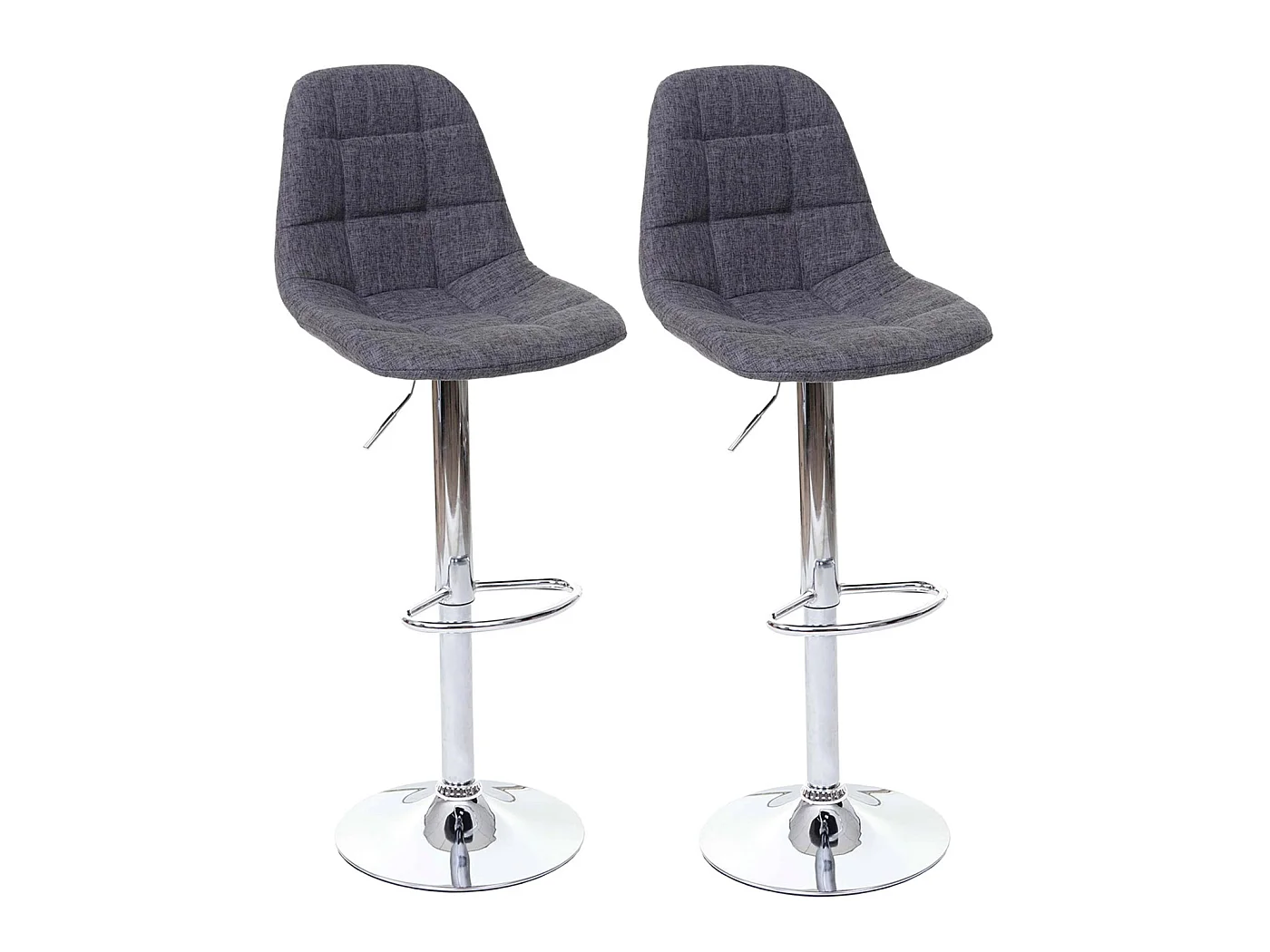 Barhocker MCW-A67 (2er-Set), Grau, Textil