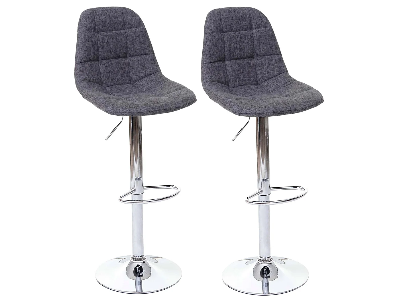 Tabouret de bar MCW-A67 (lot de 2),  gris, tissu