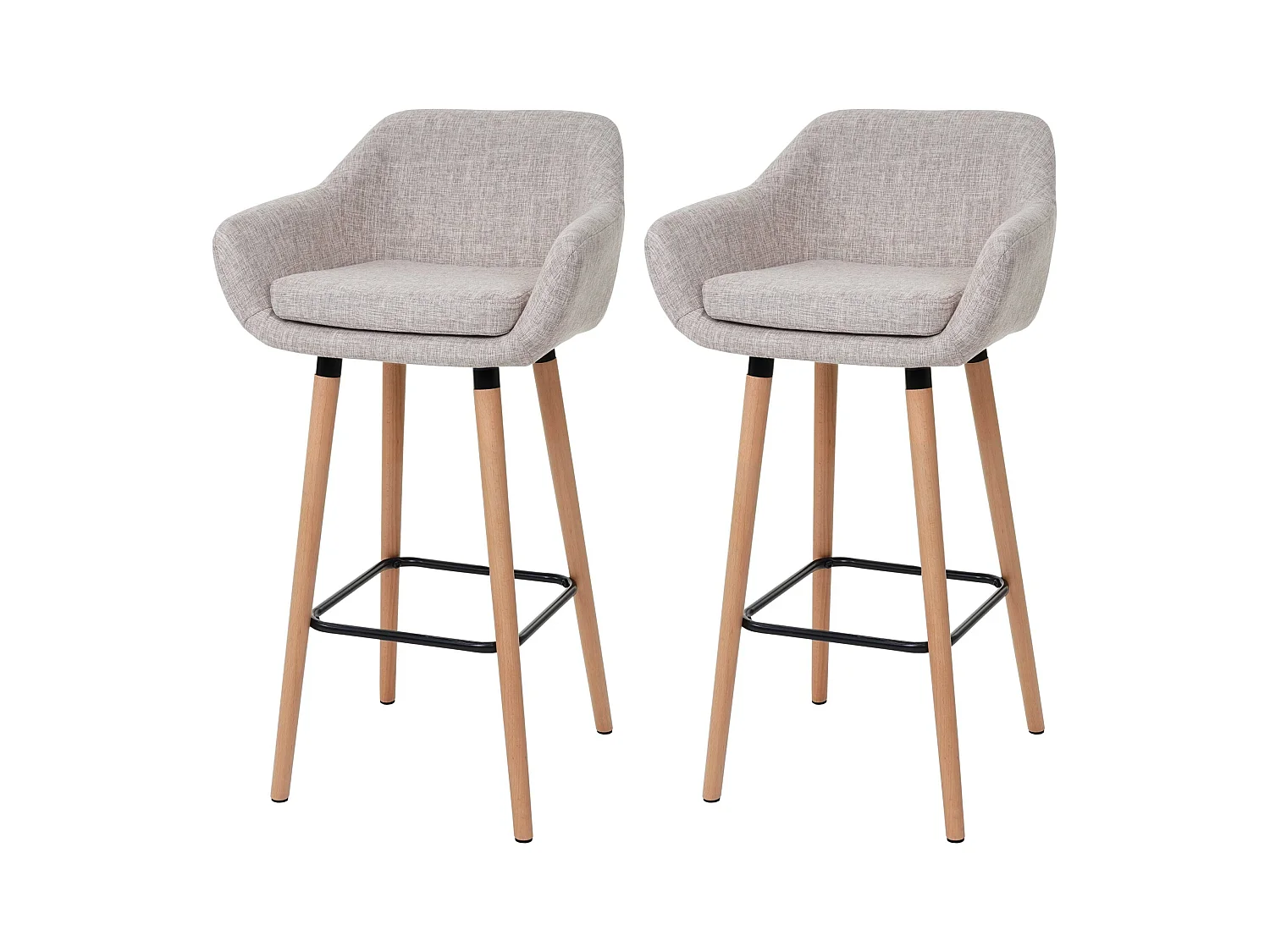 Tabouret de bar Vaasa T381 (lot de 2),  tissu, crème gris