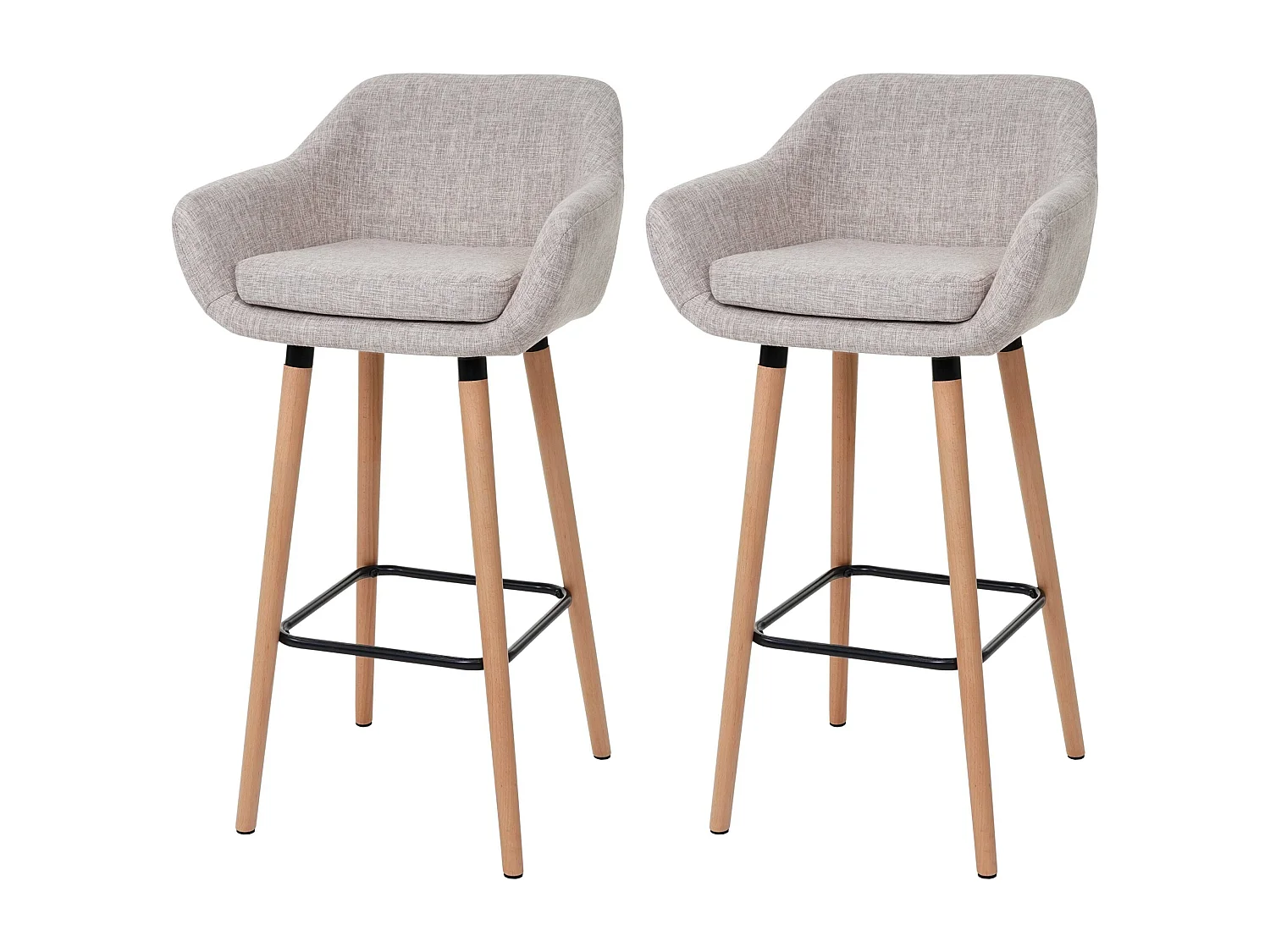 Barkruk Vaasa T381 (set van 2),  textiel, crèmegrijs