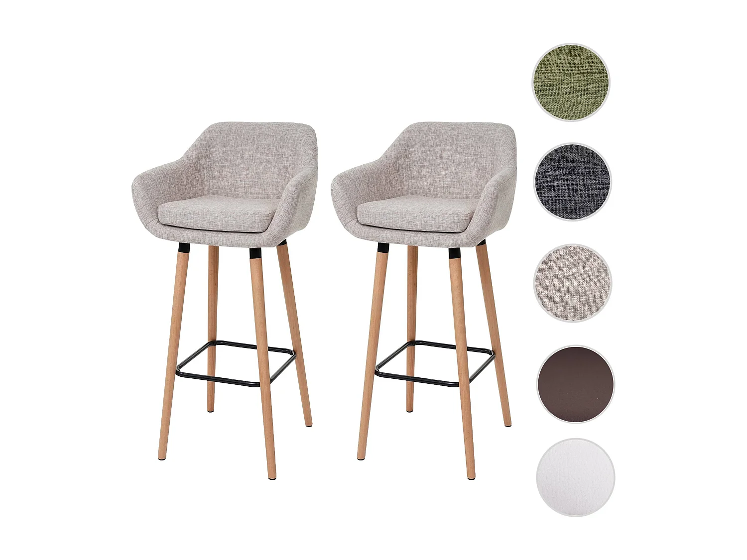 Barkruk Vaasa T381 (set van 2),  textiel, crèmegrijs