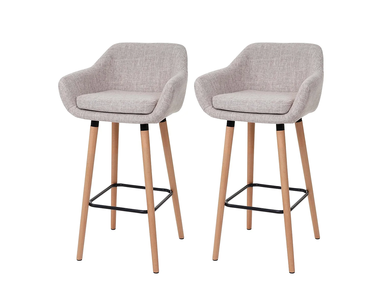 Set 2x sgabelli nordico moderno scandinavo Malmoe T381 legno massiccio tessuto beige grigio